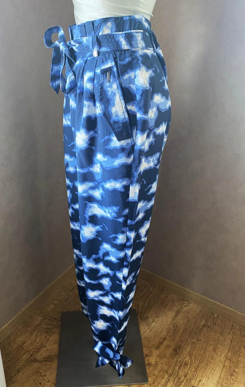 High-waisted Pépé Jeans T38 blue camouflage trousers – 100% fluid Tencel – photo 5